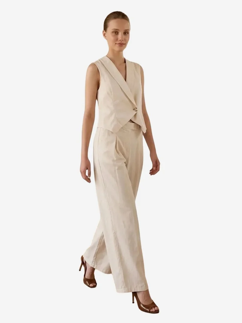 ماي فاشن MY FASHION Sleeveless Vest and Wide-Leg Trousers Set