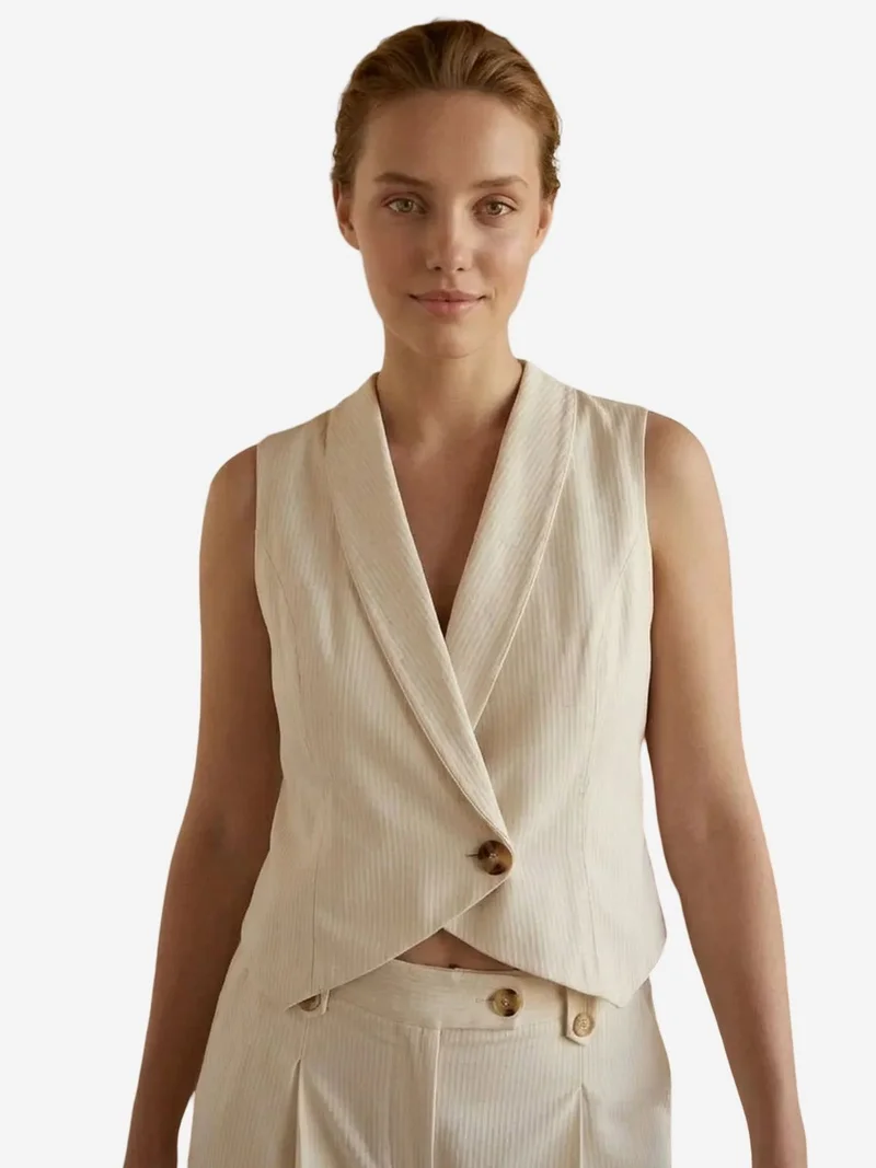 My Fashion Cream Natural MY FASHION Sleeveless Vest and Wide-Leg Trousers Set for Women | Best Price UAE