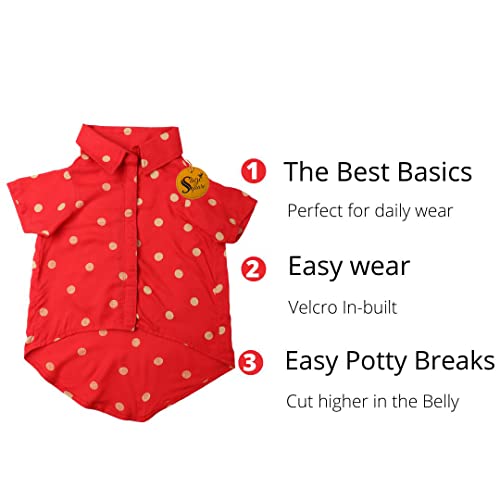 Sage Square Crazy Printed Dog Shirt, Trending Dog Shirt Ultra Soft & Light Weight, Comfortable & Breathable Dog Apparel, Trendy Outfit (Polka Red) (Large - 20inch) - Image 5