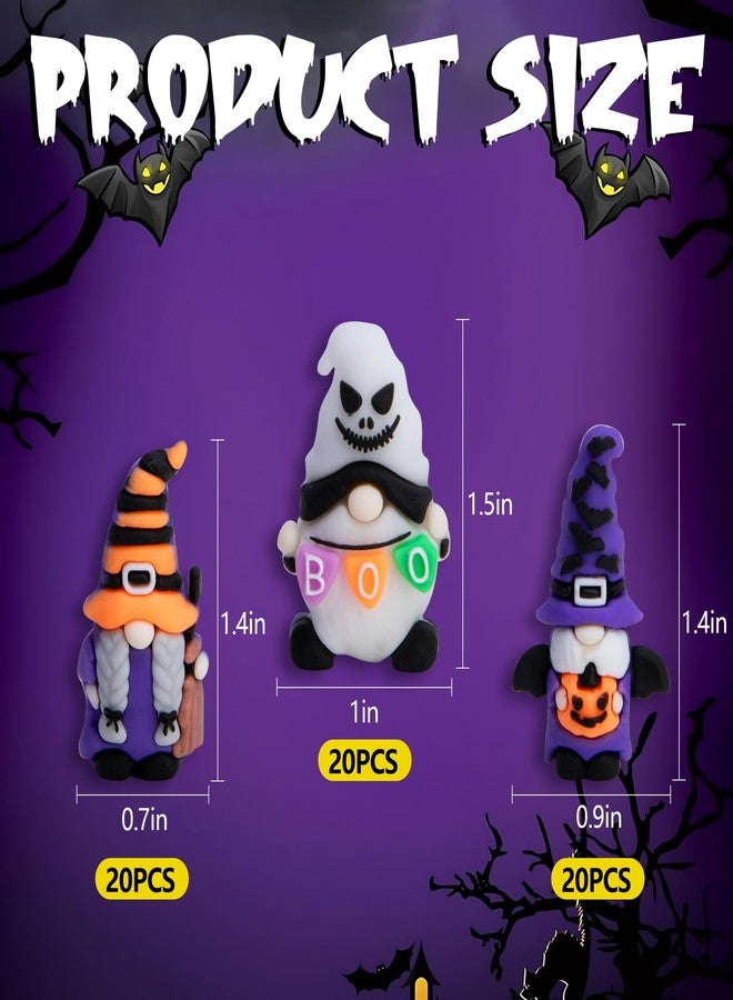 Watayo 60 Pcs Halloween Mini Gnome Figurines, Halloween Decoration Miniature Gnomes Ornaments, Pumpkin Ghost Gnomes Tiny Figurines Ornaments for Party Gifts Home Table Garden Landscape Decor - Image 2