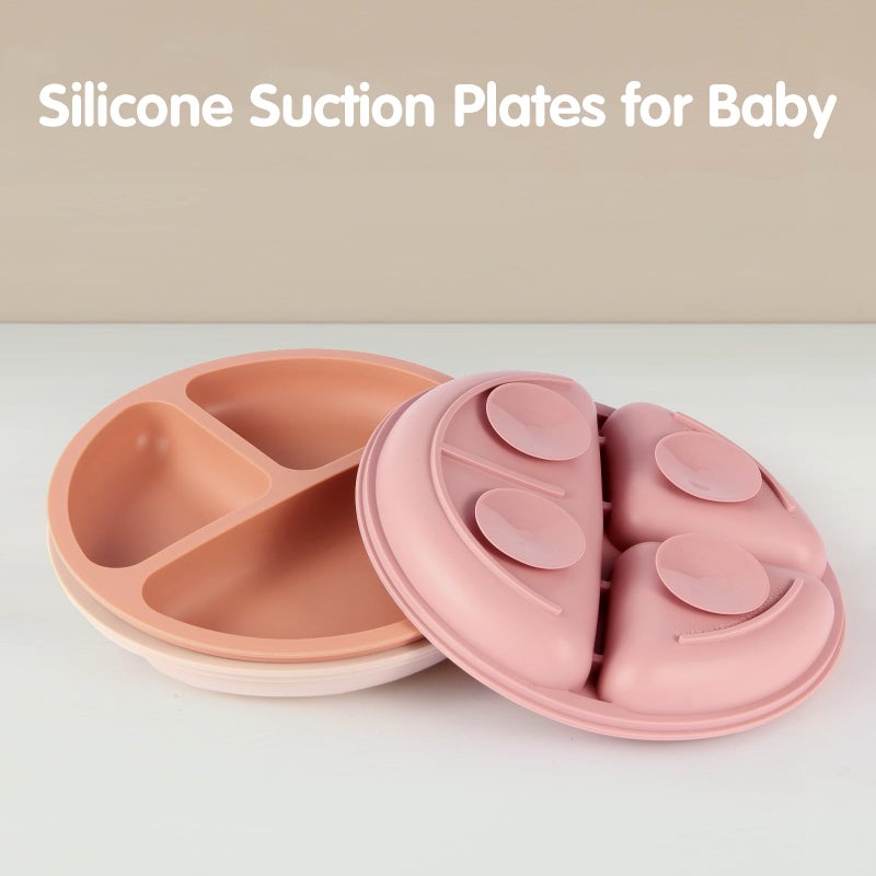 Eascrozn Toddler Plates, 3 Pack Divided Suction Plates for Baby, Food Grade Silicone Baby Plates, BPA Free, Non-slip, Baby Led Weaning Supplies, Microwave & Dishwasher Safe - Image 5