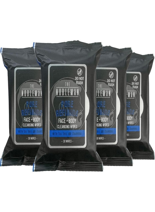 Global Beauty Care The Nobleman Pore Refining Face + Body Cleansing Wipes, 120 Count, Tea Tree & Charcoal - Image 1
