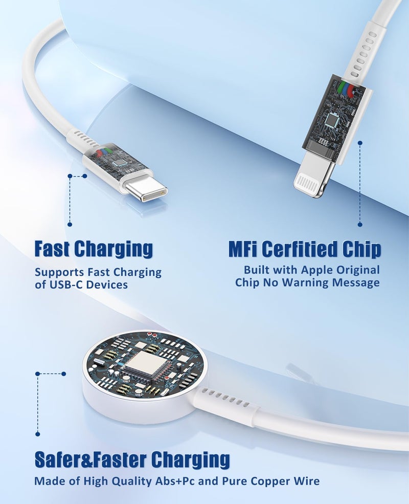 Hcoob for Apple Watch Charger Fast Charging,3 in 1 Multi Chargers Cable with 20W USB C Charger, iWatch Charger Cord 6FT for iWatch Series Ultra 3/2/SE 3/11/10/9/8/7/6/5/4/iPhone17 15 16 Pro Max/14/13/12/11 - Image 5
