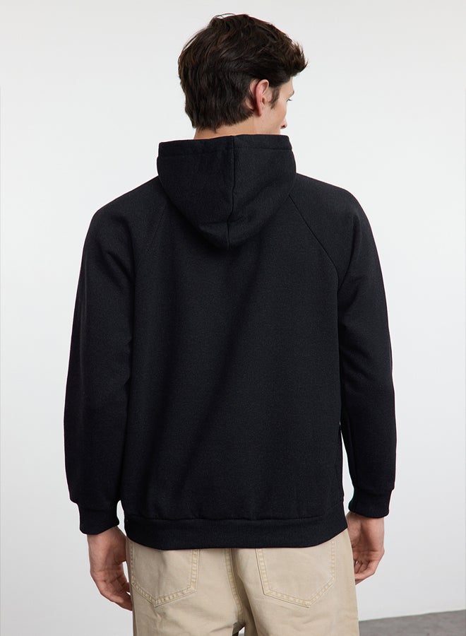 trendyol Anthracite Unisex Oversize/Wide Cut Raglan Sleeve Slogan Hooded Sweatshirt - Image 5