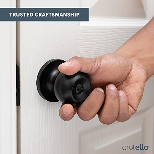 Crutello Privacy Door Knobs for Bed and Bath - Ball Style, Matte Black Interior Keyless Turn Thumb Locking Round Door Handle, Matte Black, 6 Pack - Image 4
