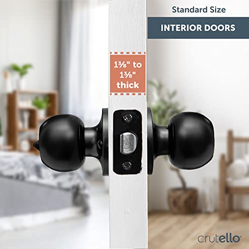 Crutello Privacy Door Knobs for Bed and Bath - Ball Style, Matte Black Interior Keyless Turn Thumb Locking Round Door Handle, Matte Black, 6 Pack - Image 5