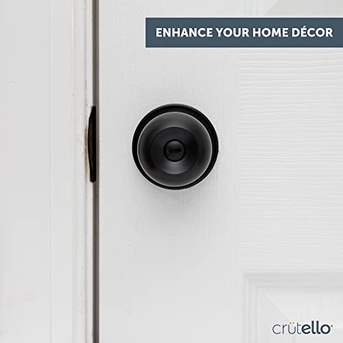 Crutello Privacy Door Knobs for Bed and Bath - Ball Style, Matte Black Interior Keyless Turn Thumb Locking Round Door Handle, Matte Black, 6 Pack - Image 3