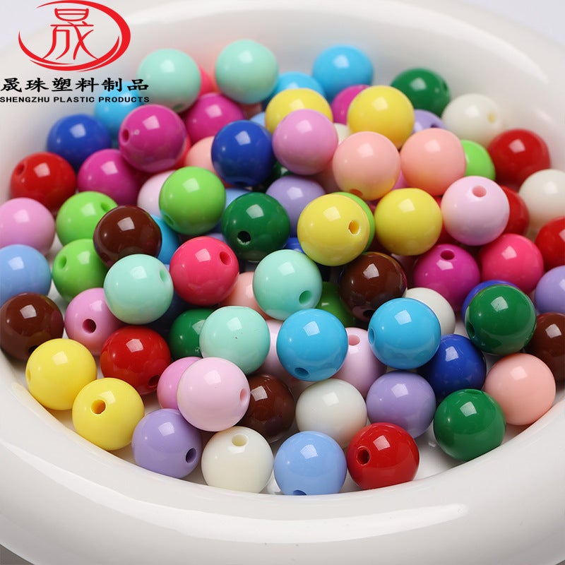 Acrylic Solid Color Straight Hole Loose Beads Round Beads Multi-Size Loose Beads Diy Semi-Finished Children'S Bracelet Jewelry Accessories - Image 2