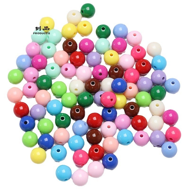 Acrylic Solid Color Straight Hole Loose Beads Round Beads Multi-Size Loose Beads Diy Semi-Finished Children'S Bracelet Jewelry Accessories - Image 5