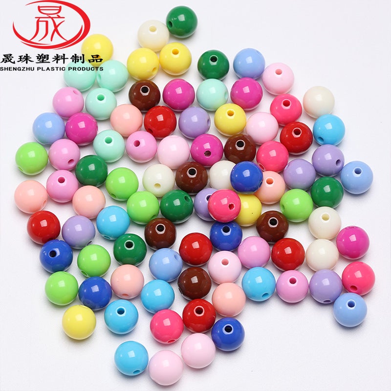 Acrylic Solid Color Straight Hole Loose Beads Round Beads Multi-Size Loose Beads Diy Semi-Finished Children'S Bracelet Jewelry Accessories - Image 3