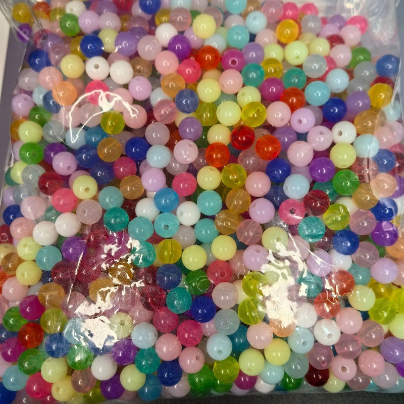 Acrylic Solid Color Straight Hole Loose Beads Round Beads Multi-Size Loose Beads Diy Semi-Finished Children'S Bracelet Jewelry Accessories - Image 4