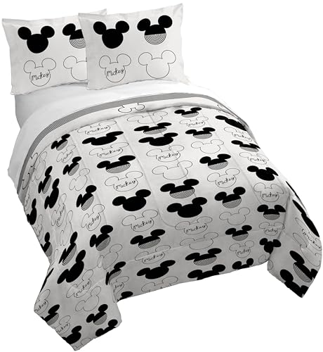 Jay Franco Kids Duvet Cover Set with Sham Pillowcase UltraSoft Bedding for Room Decor Cover ONLY Comforter NOT Included White Mickey Mouse 3 Piece Queen - Image 1