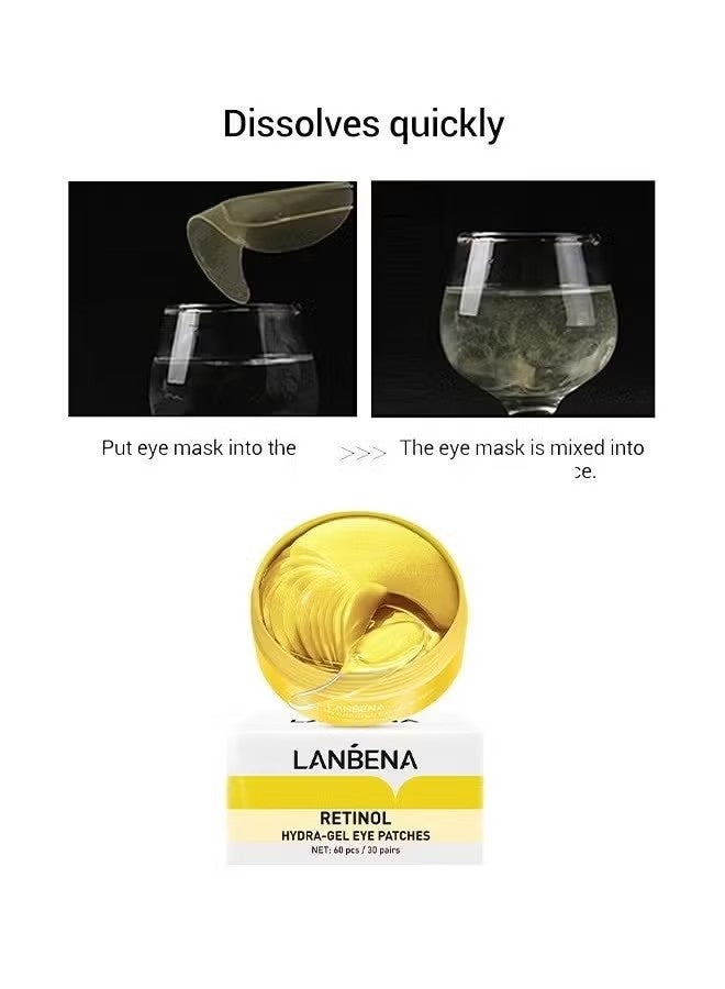 LANBENA Retinol Hydra-Gel Eye Patches, Gold Under Eye Mask Retinol And Collagen, Under Eye Mask For Face Care, Eye Masks For Dark Circles And Puffiness, Under Eye Masks For Beauty And Personal Care 30 Pairs - Image 5