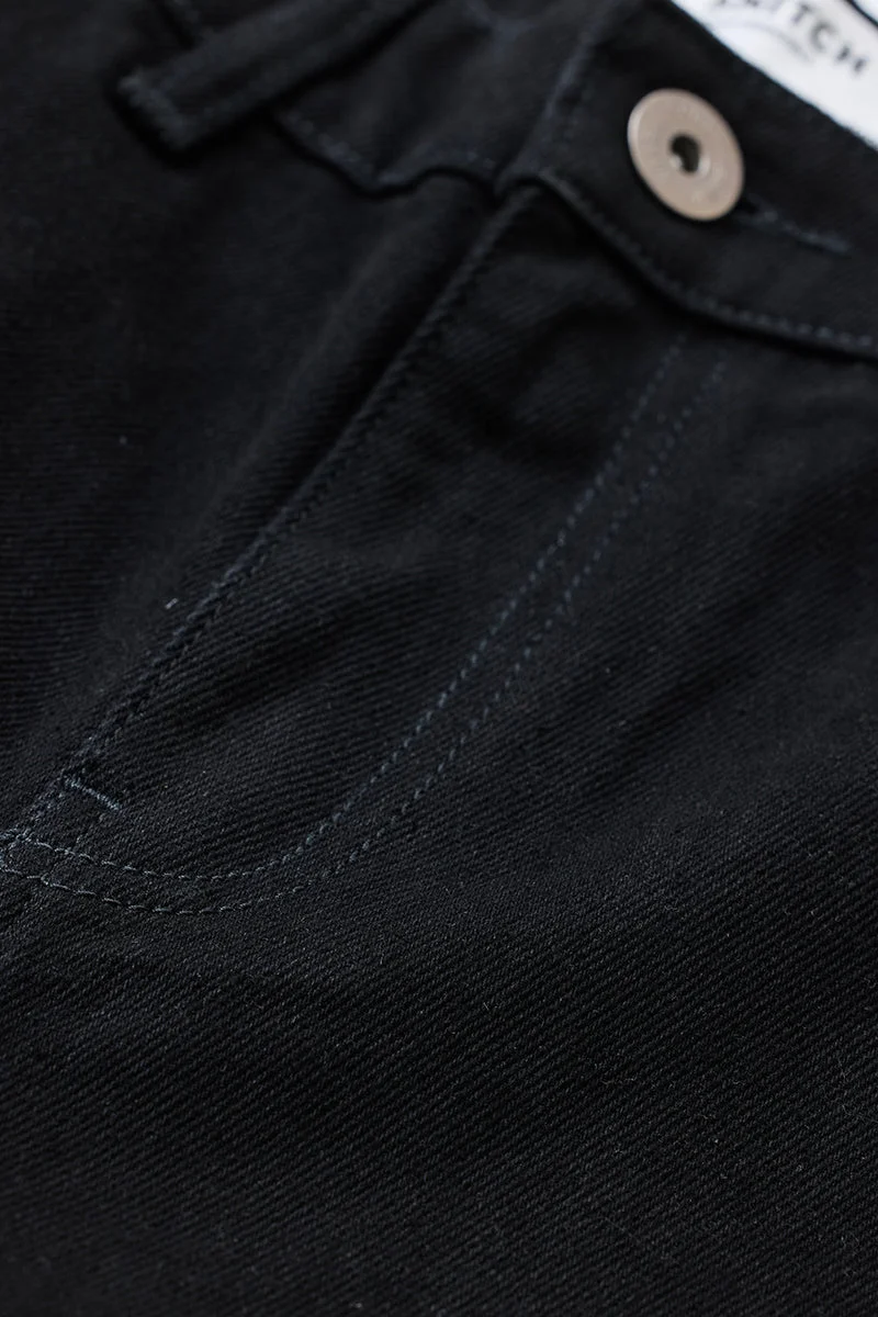 سنيتش Black Solid Loose Fit Casual Jeans