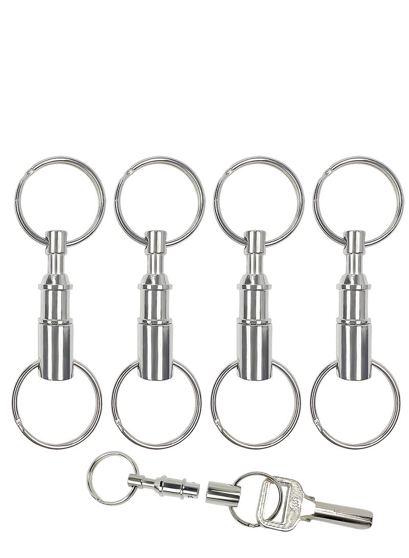 كاست ويف 5 Pack Quick Release Keychain Detachable Pull Apart Keychain Dual Pull Apart Key Chain(Silver) - Image 1