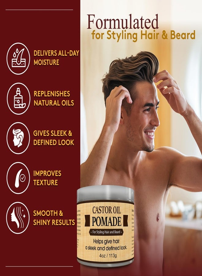 Okay-MEN Castor Oil Beard and Hair Pomade for Men - Castor Oil Pomade for Men, Supports Beard and Hair Growth, Moisturize, Styling - 4 Oz (Pack of 2) - Image 2