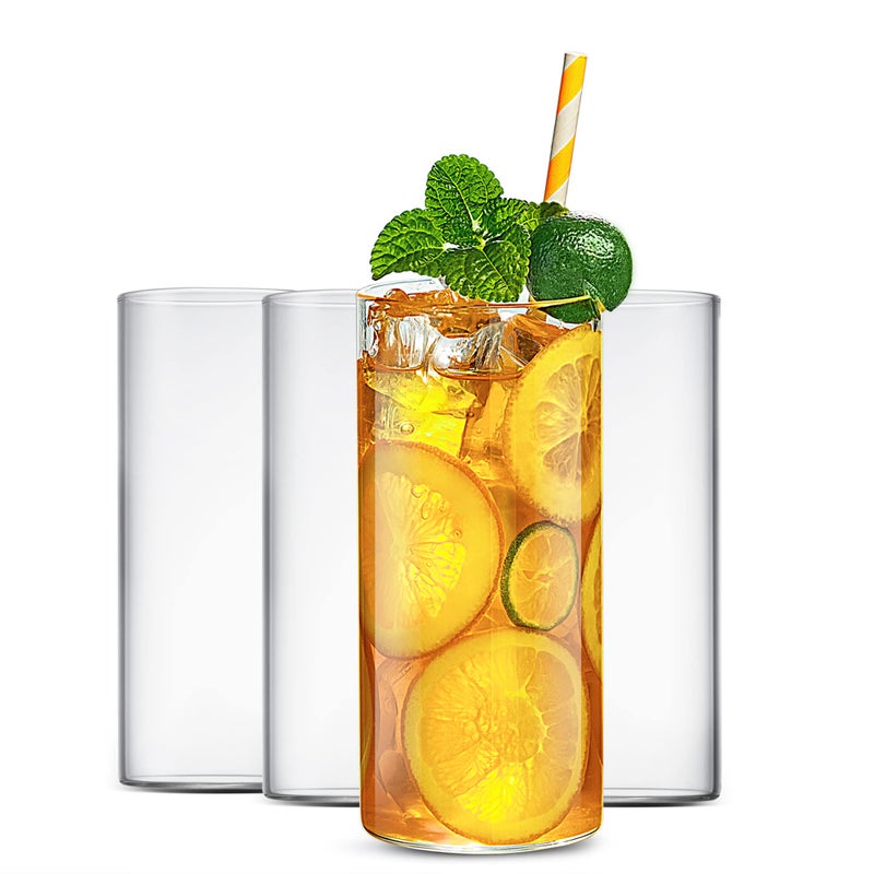 LUXU LUXU Drinking Glasses 155 oz Thin Highball Glasses Set of 4Elegant Bar Glassware For Water Juice Beer Drinks and Cocktails and Mixed DrinksLeadFree Pint GlassesGlass Drink Tumblers 