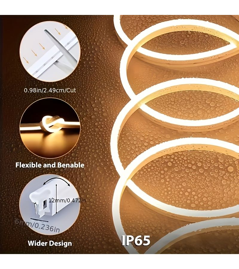 5 متر شريط إضاءة LED مرن يعمل بالطاقة عبر USB، مقاوم للغبار والماء بدرجة IP65، لون أبيض دافئ، قابل لتعديل السطوع والتعتيم مع تحكم عن طريق مفتاح تعتيم، قابل للقص، مناسب لغرفة النوم وخزانة التلفزيون والأرفف وديكور المنزل والحفلات، بطول 3 متر (9.84 قدم). - Image 4