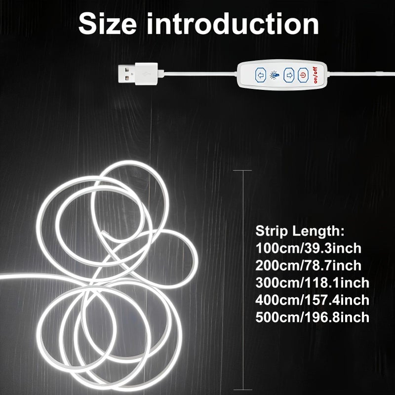 5 متر شريط إضاءة LED مرن يعمل بالطاقة عبر USB، مقاوم للغبار والماء بدرجة IP65، لون أبيض دافئ، قابل لتعديل السطوع والتعتيم مع تحكم عن طريق مفتاح تعتيم، قابل للقص، مناسب لغرفة النوم وخزانة التلفزيون والأرفف وديكور المنزل والحفلات، بطول 3 متر (9.84 قدم). - Image 3
