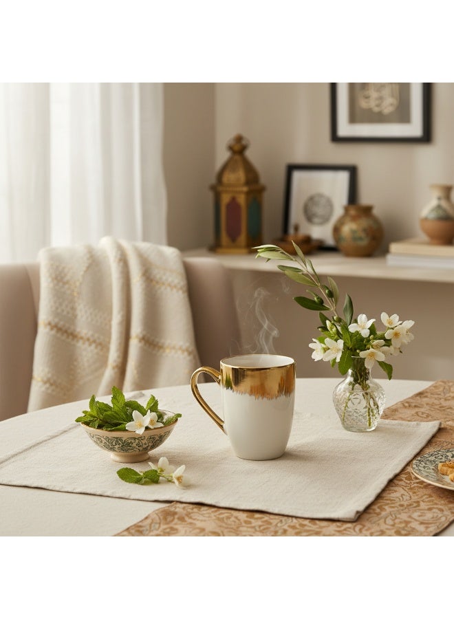 AKDC Luxury Gold Rim Ceramic Mug 350ml- Premium White & Gold Coffee Cup - Image 2