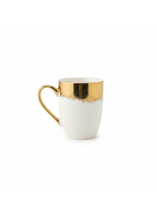AKDC Luxury Gold Rim Ceramic Mug 350ml- Premium White & Gold Coffee Cup - Image 1