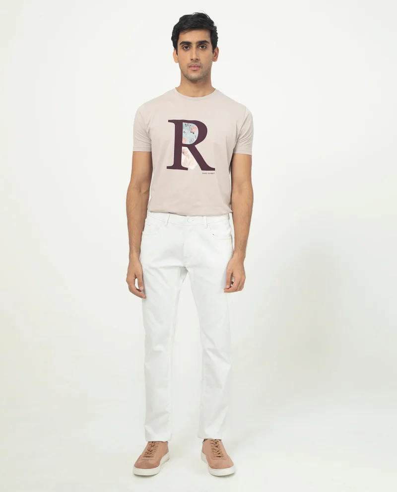 Rare Rabbit Rare Rabbit Men's Poke-2 White Solid Mid-Rise Regular Fit Trouser