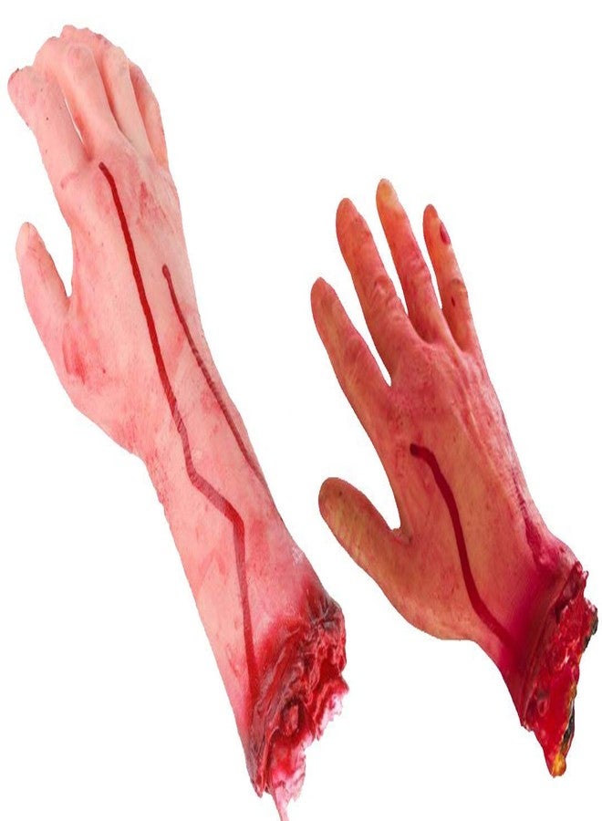 Sage Square Combo of Fake Cosmetic Bloody Arm Hand for Prank Halloween Party Props Cosplay Decorations (Set of 2) (Short Hand & Long Hand) - Image 1