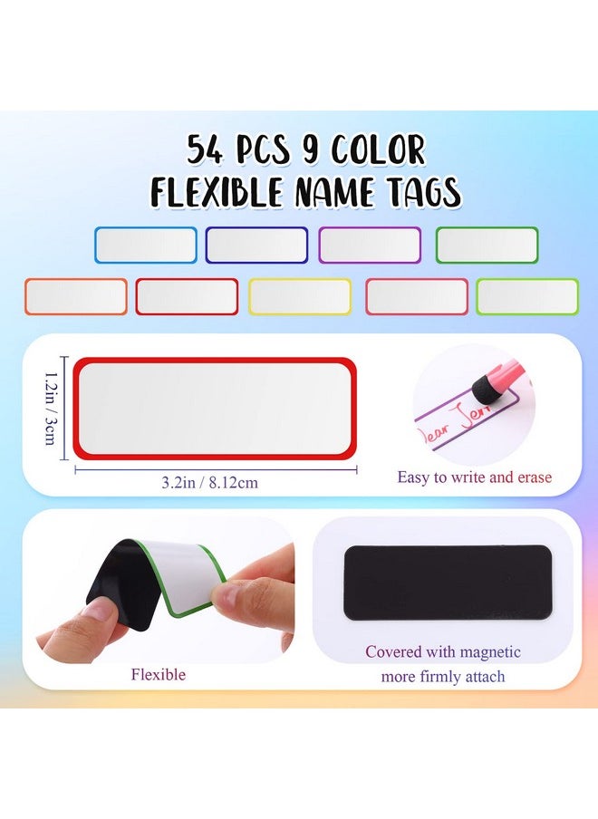 Fainne Fainne 12 Roll 1/8 Whiteboard Thin Tape with 54 Magnetic Dry Erase Label Name Plate Tag Magnetic Name Tag Magnet Label Pinstriping Tape for Whiteboard School Office Supplies (Classic,3.2 x 1.2 in)  - Image 3