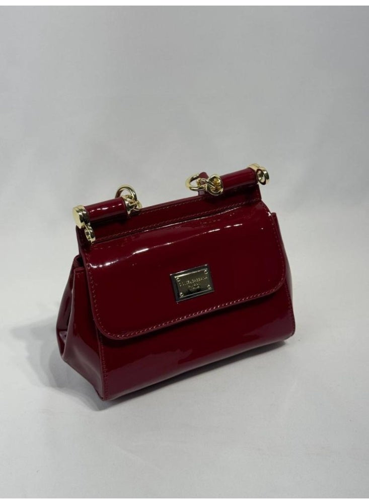 D&G Burgundy Patent Leather Mini Miss Sicily Bag