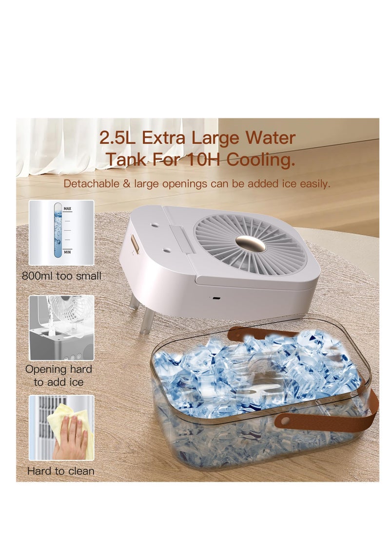 SYOSI Portable Air Conditioners, [Rechargeable & 2.5L Water Tank] Room Cooler Air Conditioner, 3 Wind Speed & Light, 3 Cool Mist Room Portable AC Personal Mini Cooling Fan Evaporative Air Cooler  - Image 2