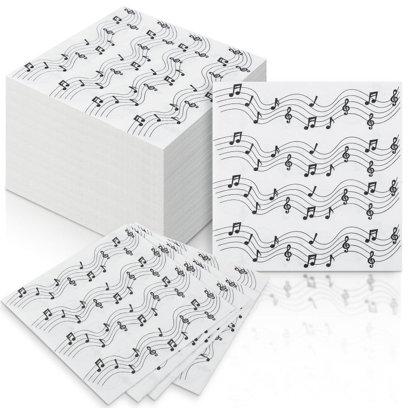 Feifeiya Feifeiya 60 Pcs Music Note Cocktail Paper Napkins 6.5 x 6.5 Inches Disposable Paper Napkins Dessert Beverage Tissue for Decoupage Luncheon Tissue for Theme Party Wedding Birthday Party  - Image 1