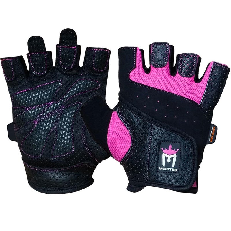 Meister Women's Fit Grip Weight Lifting Gloves w/Washable Amara Leather - Pink - Medium - Image 1