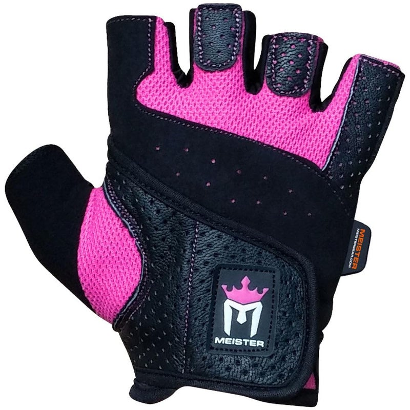 Meister Women's Fit Grip Weight Lifting Gloves w/Washable Amara Leather - Pink - Medium - Image 2