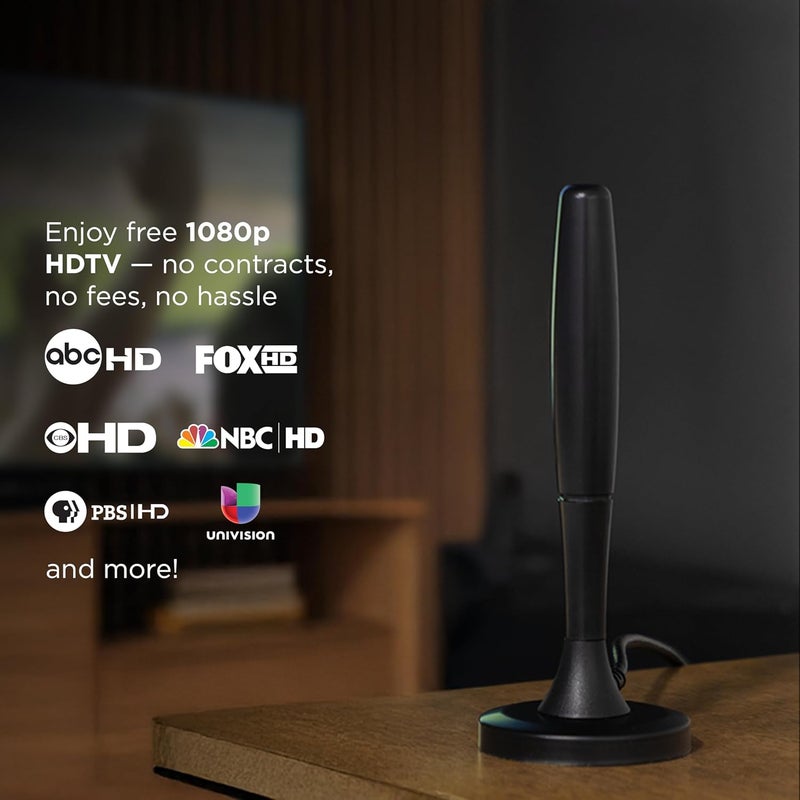 الترا برو هوائيات التلفزيون المحمولة عالية الدقة الداخلية الرقمية للتلفزيون فائق الدقة 4K/8K، قنوات VHF/UHF، قاعدة مغناطيسية، مدى 20 ميلًا، متعدد الاتجاهات، جاهز لتلفزيون الجيل التالي، للسفر والتخييم والعربات المنزلية وحفلات الذيل، 84039 - Image 2