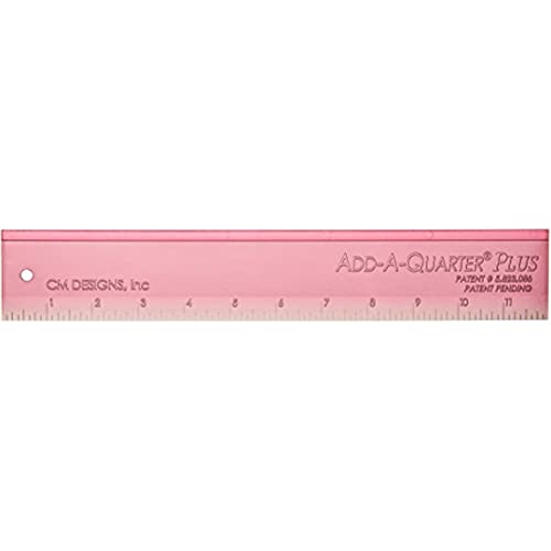 Clover مسطرة CM Designs بلس وردية 12" Add-A-Quarter PlusPk - Image 1