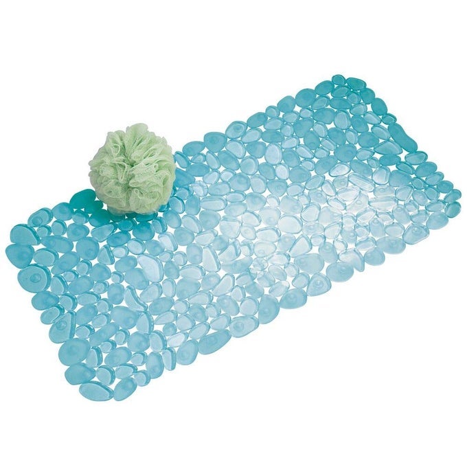 PEBBLZ SUCTION NONSLIP BATH MAT FOR SHOWER BATHTUB STALL SET OF 1 BLUE