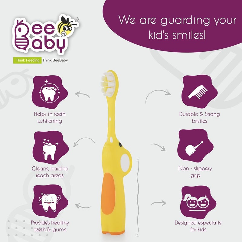 Beebaby فرشاة الأسنان إليفانت بروس بادي للأطفال من 3-6 سنوات، مقبض ناعم لسهولة الإمساك، شعيرات مدببة أنعم بـ 10 مرات مثالية للأسنان اللبنية والدائمة، خالية من BPA بنسبة 100%. - Image 3