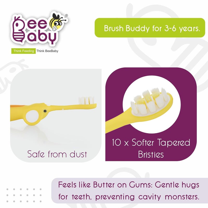 Beebaby فرشاة الأسنان إليفانت بروس بادي للأطفال من 3-6 سنوات، مقبض ناعم لسهولة الإمساك، شعيرات مدببة أنعم بـ 10 مرات مثالية للأسنان اللبنية والدائمة، خالية من BPA بنسبة 100%. - Image 2
