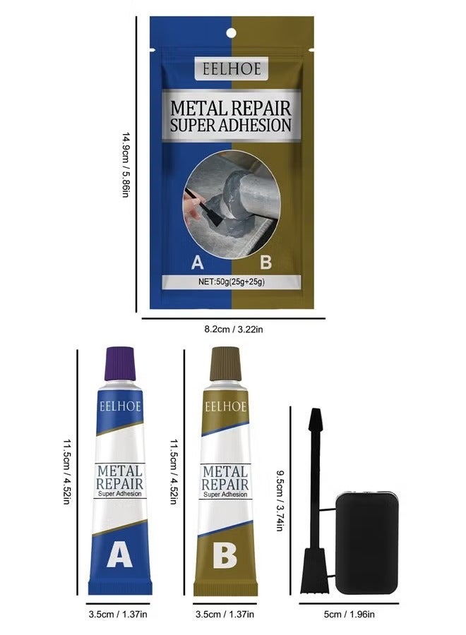 EELHOE Arabic Metal Repair Super Adhesion Glue (50g), A And B Repairing Glue, Industrial Metal Repair Paste, Heat Resistance, Powerful Metal Mending Agent For Casting Steel, Sand Holes. - Image 3