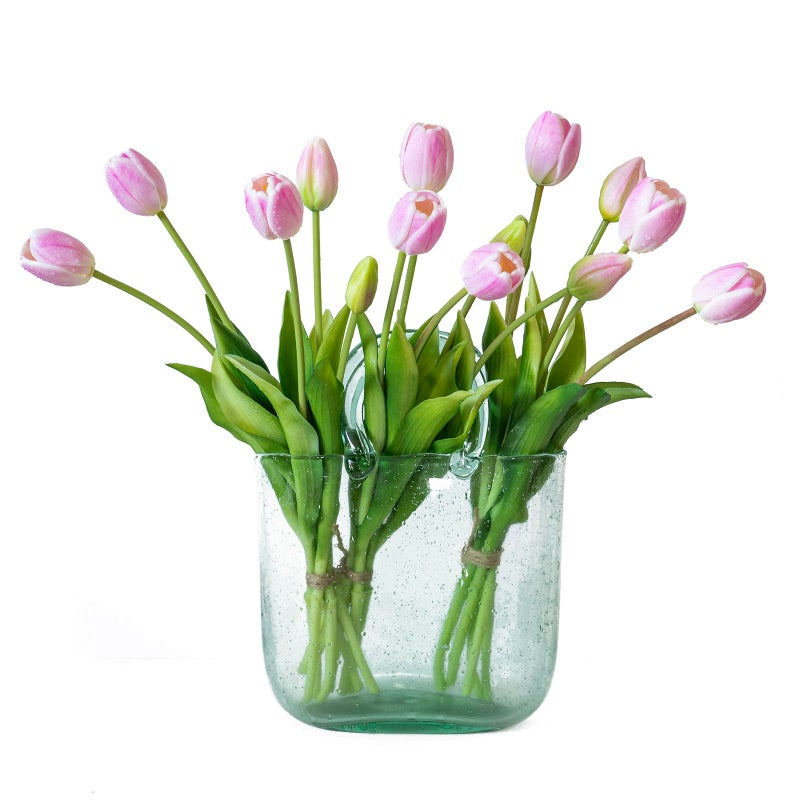 DUYONE 15pcs Artificial Tulips Flowers Latex Bouquet Fake Tulips for Office Wedding Party Home Kitchen Garden DecorationB Baby Pink - Image 2