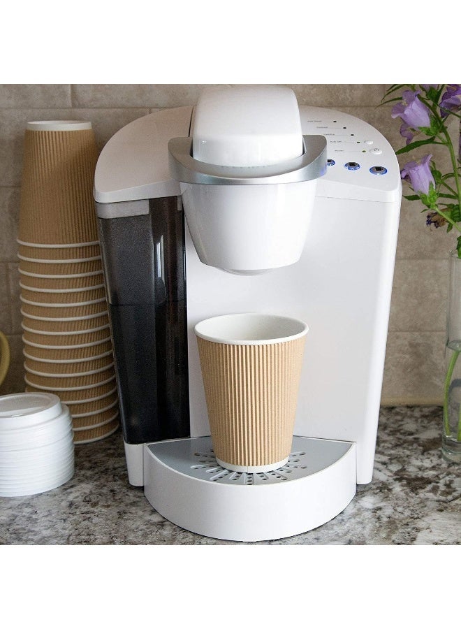 HTE 100 Pieces Brown Disposable Ripple Insulated Coffee Cups  Hot Beverage Corrugated Paper Cups [4 Oz] - Image 3