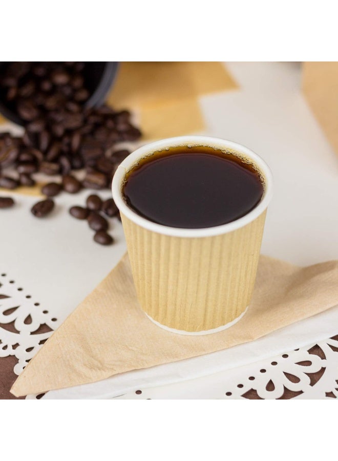 HTE 100 Pieces Brown Disposable Ripple Insulated Coffee Cups  Hot Beverage Corrugated Paper Cups [4 Oz] - Image 4