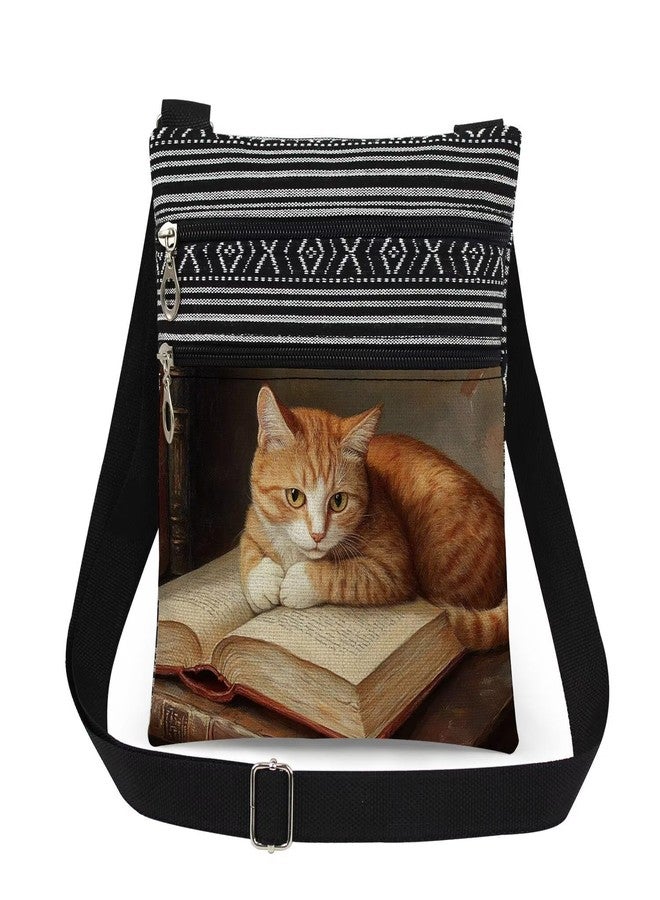XiaoGalaee Orange Cat Printed Crossbody Bag Adjustable Shoulder Strap Messenger Bag Stylish Travel Crossbody Purse Birthday Gift Idea for Cat Lovers Women Men Teens Halloween Christmas Gift - Image 1