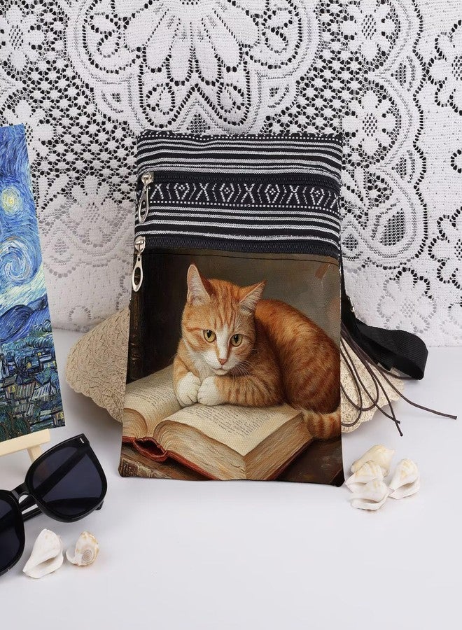 XiaoGalaee Orange Cat Printed Crossbody Bag Adjustable Shoulder Strap Messenger Bag Stylish Travel Crossbody Purse Birthday Gift Idea for Cat Lovers Women Men Teens Halloween Christmas Gift - Image 3