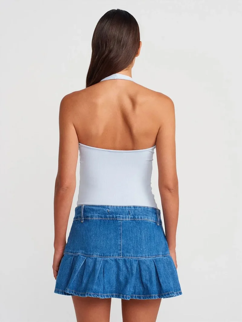 ديلفين Dilvin Ribbed Halterneck Sleeveless Blouse