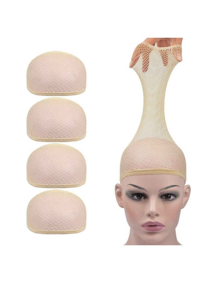 YTBYT 4 Pcs Wig Caps Mesh Wig Stocking Caps For Women Men Kids (Mesh Wig Cap, Beige) - Image 1