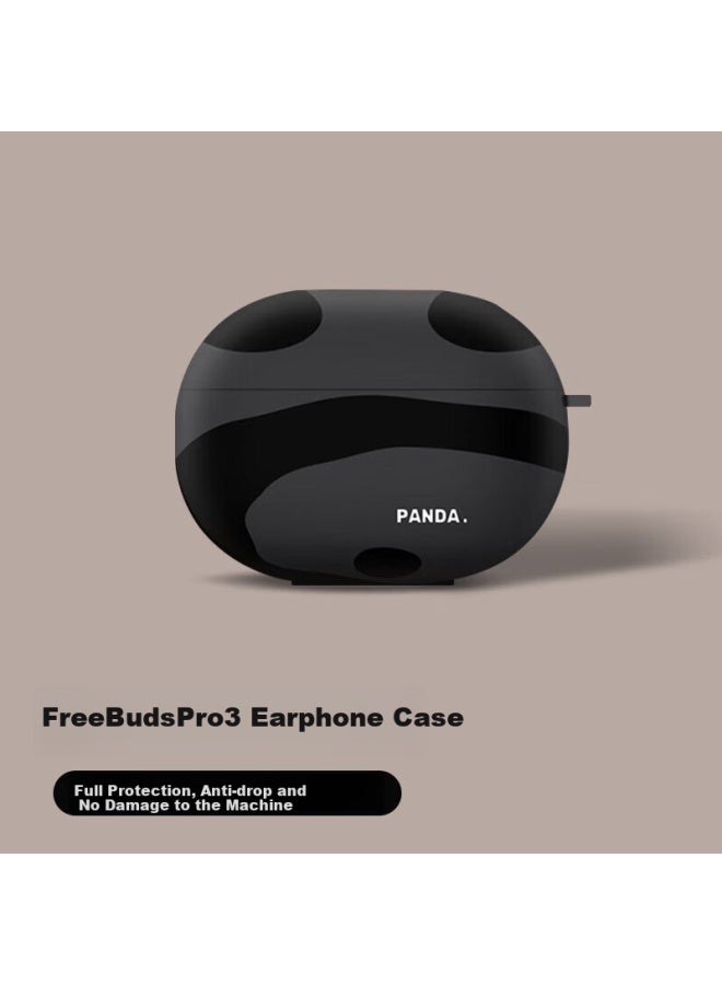 Inkaida Yingkaida Huawei Freebuds Pro4 حافظة واقية Freebudspro3 غلاف واقي عالمي حالة سماعات بلوتوث لاسلكية مضادة للانزلاق صندوق تخزين إبداعي باندا أسود - Image 1