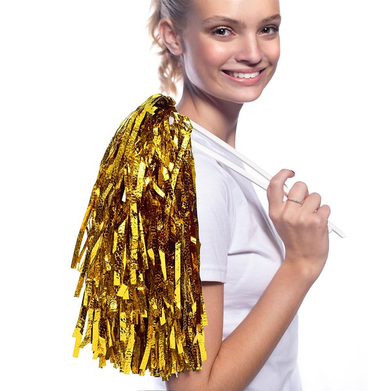 Anderson's Metallic Gold Foil Textured School Spirit Shakers, Cheerleader Pom Poms, Football, Basketball, Homecoming, Squad, Team, Party, Dance, Club, Performance, Fan Celebration Pack of 10 - Image 2
