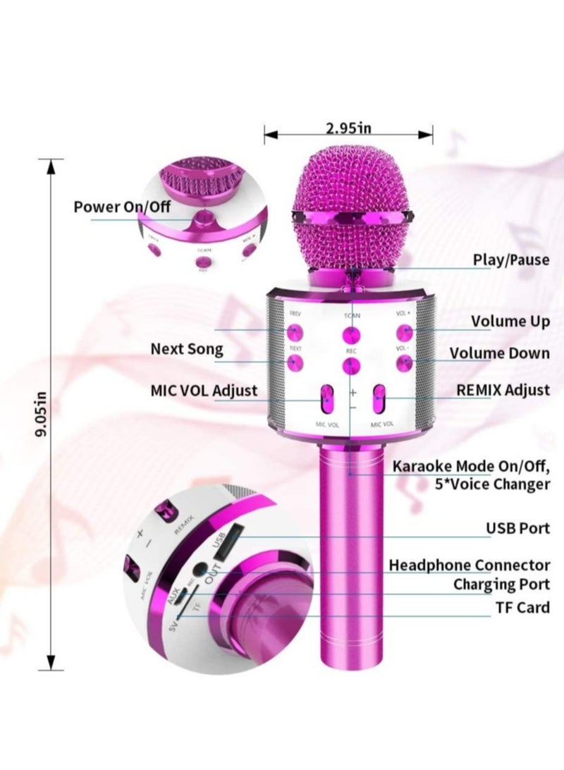 Wireless Bluetooth Karaoke Microphone, Rechargeable Kids Microphone Karaoke Machine,Professional Handheld Karaoke Mic Speaker Home KTV Kids Birthday Party - Best Gifts for Kids Adults (Pink) - Image 2
