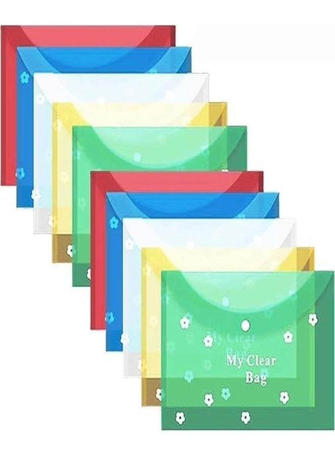 حقيبة ملفات A4 من KD_A4_Folder، تحتوي على 5 قطع، وحافظة تخزين شفافة لحفظ الأظرف، ومنظم بأزرار كبس، وزهرة شفافة. عبوة من 5 قطع. - Image 1